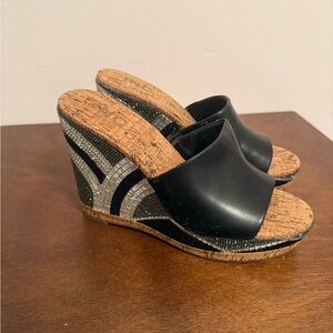 INC International Concepts Black Cork Wedges